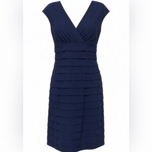 LRL Lauren Ralph Lauren Women's 8 Cocktail Dress Satin Tiered Pleat Event Party